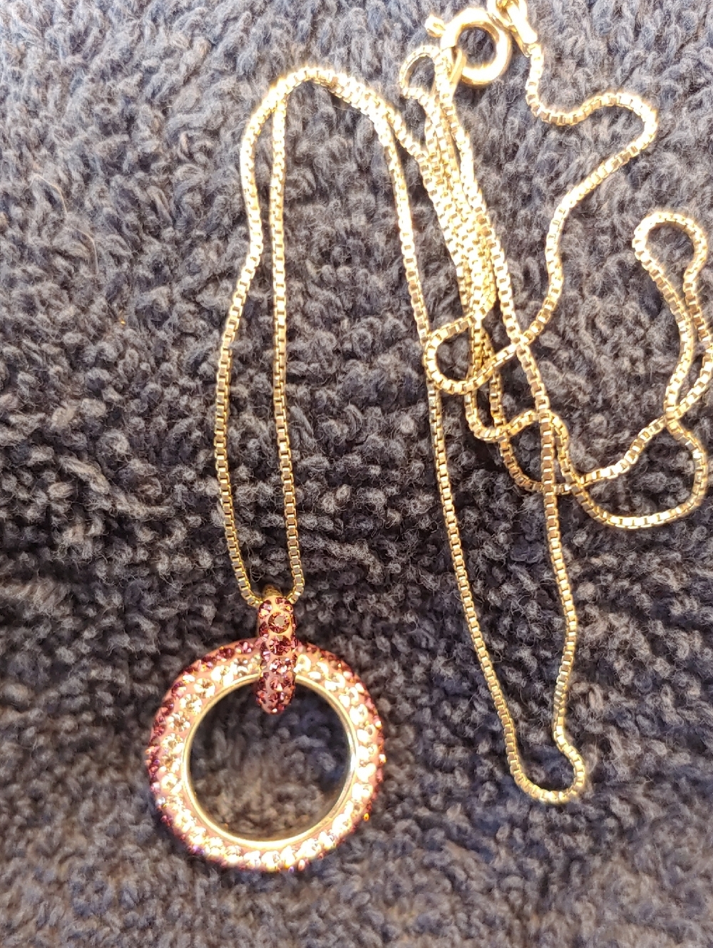 Pink/light Purple Crystal Circle Pendant Necklace